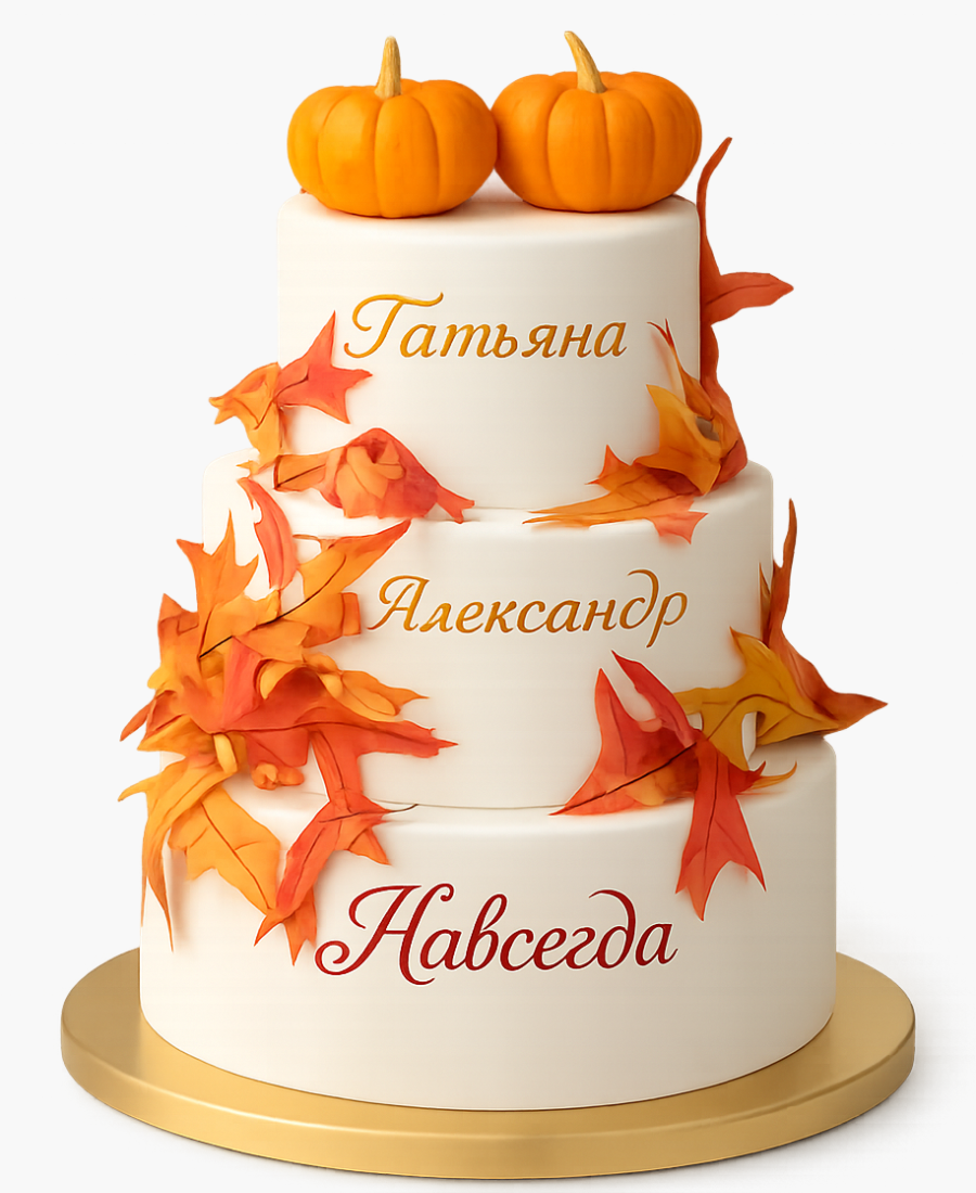 Свадебный торт в стиле осень с тыквами Фото