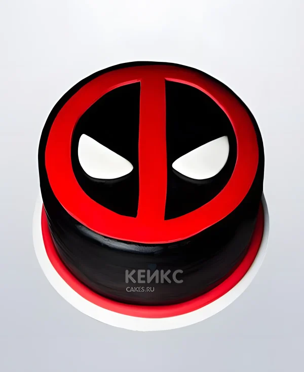Черно-красный торт маска Дедпула Фото