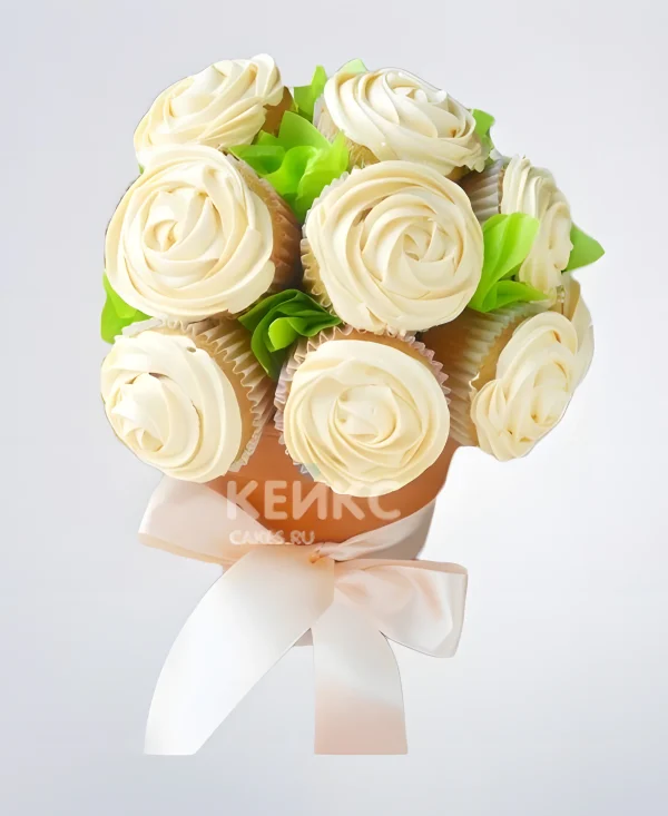 Букет из кремовых капкейков Фото