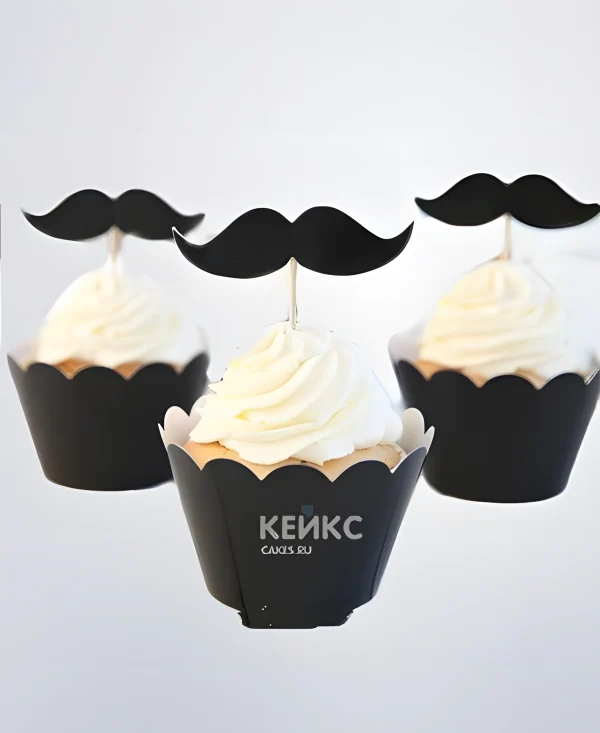 Забавные капкейки с усами для дедушки Фото