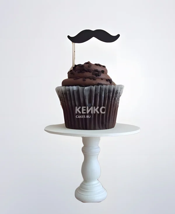 Коричневые капкейки с усами парню Фото