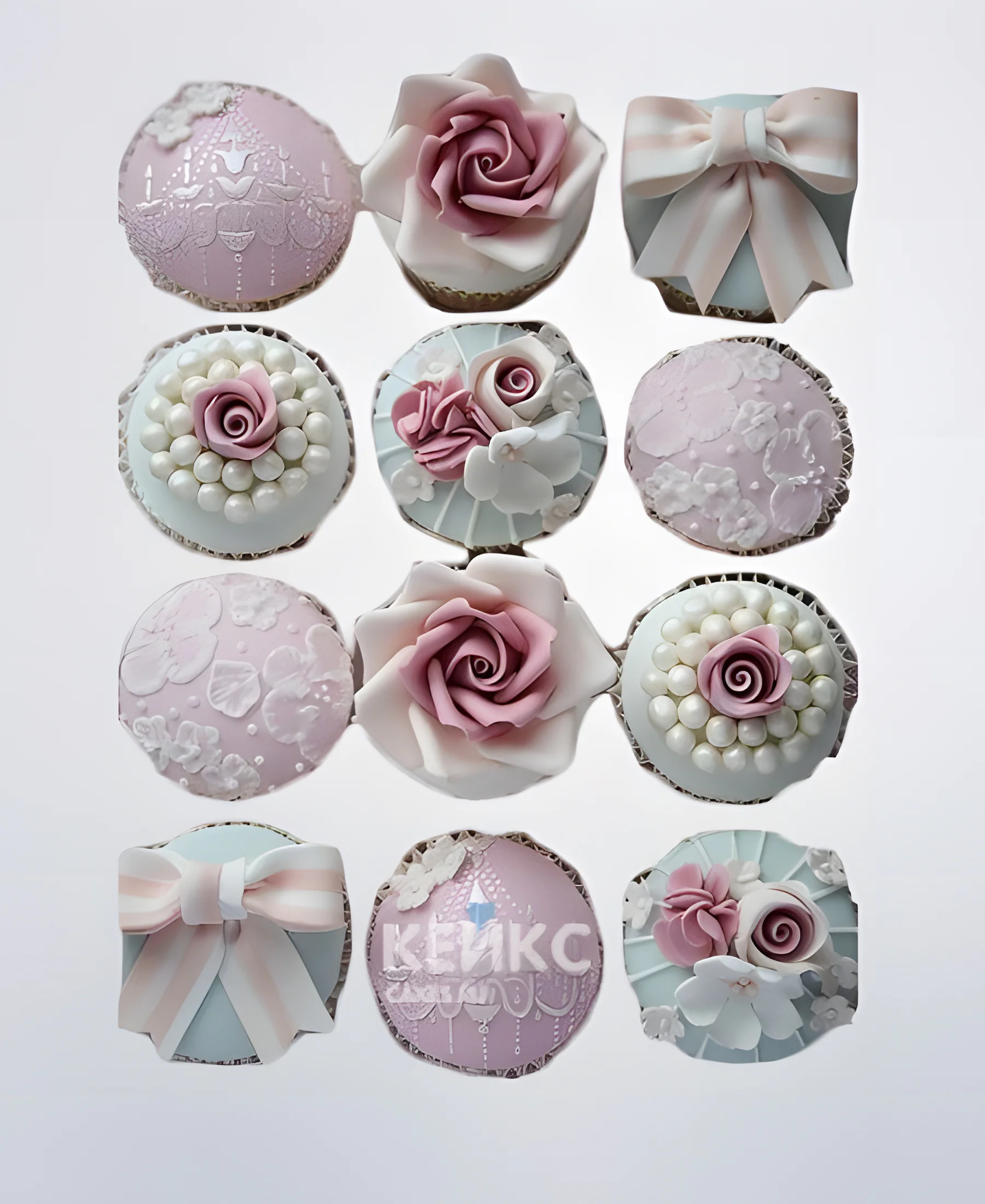 Капкейки бабушке в сиренево-бежевых тонах Фото