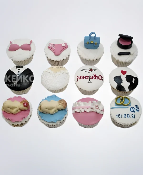 Белые капкейки на девичник Фото