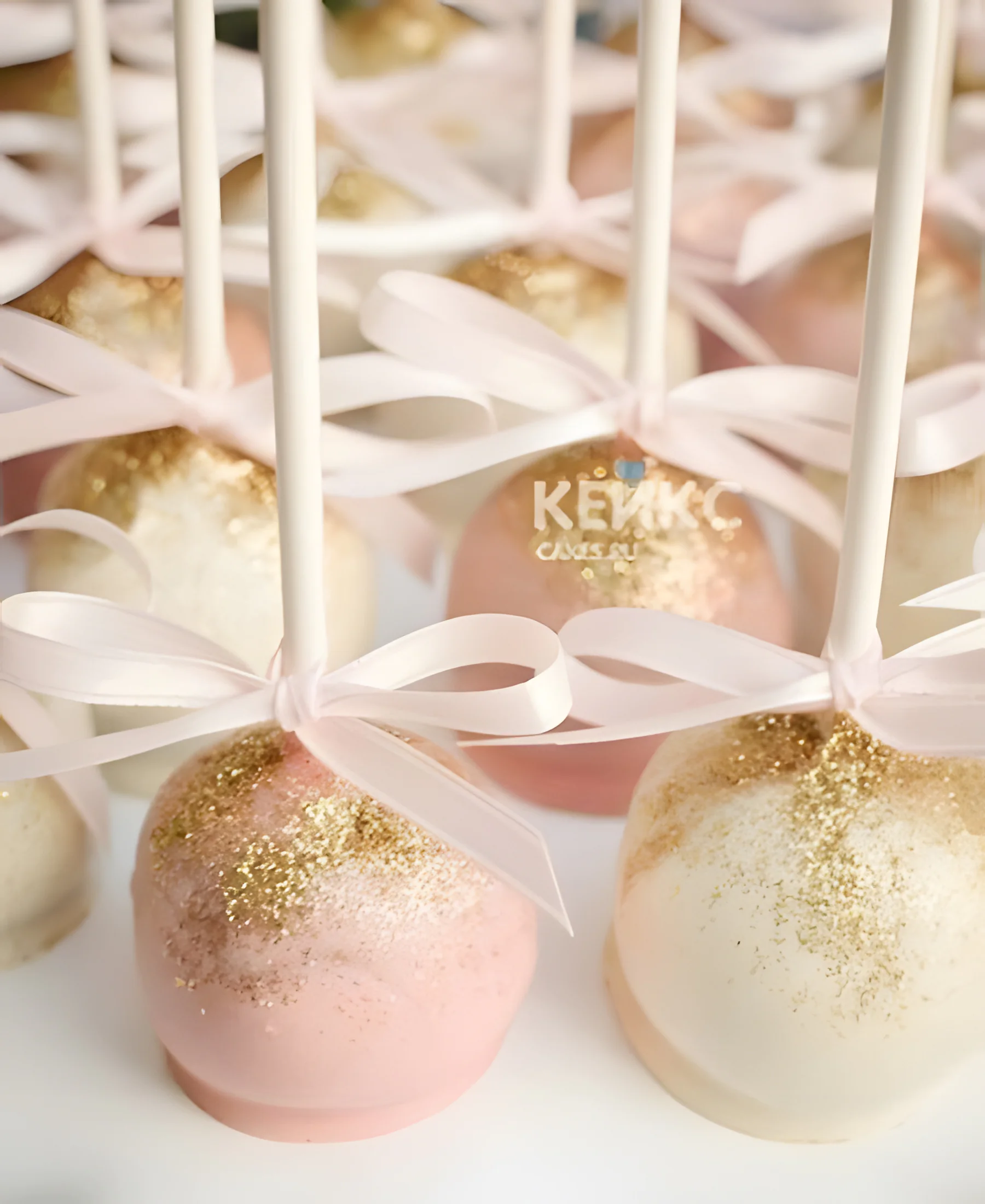 Капкейки кейк попсы с розовыми бантиками Фото