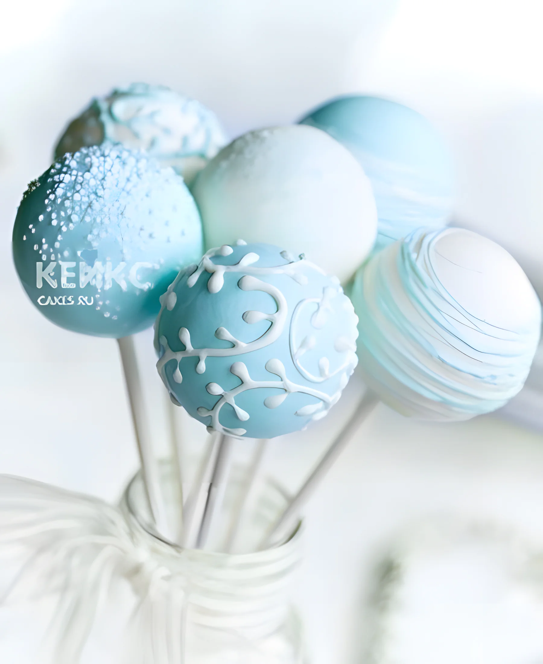 Капкейки кейк попсы бело-голубого цвета Фото
