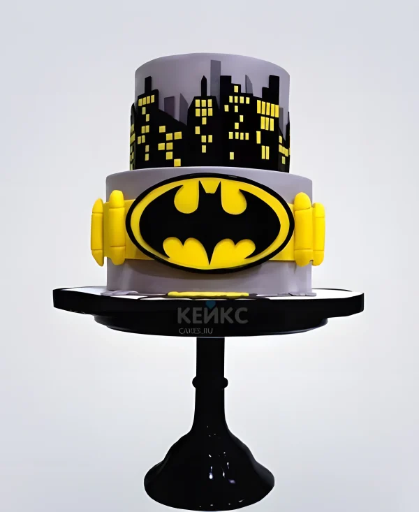 Красивый торт Бэтмен со знаком Фото