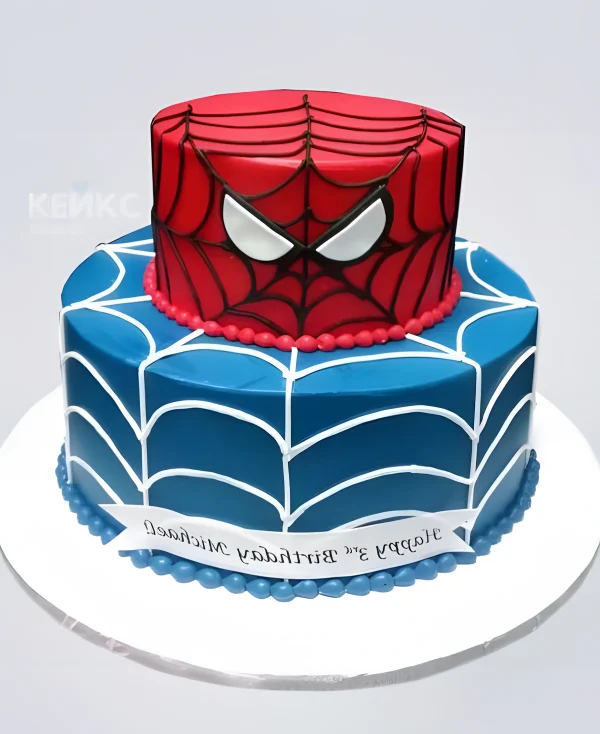 Красно-синий торт человек паук Фото