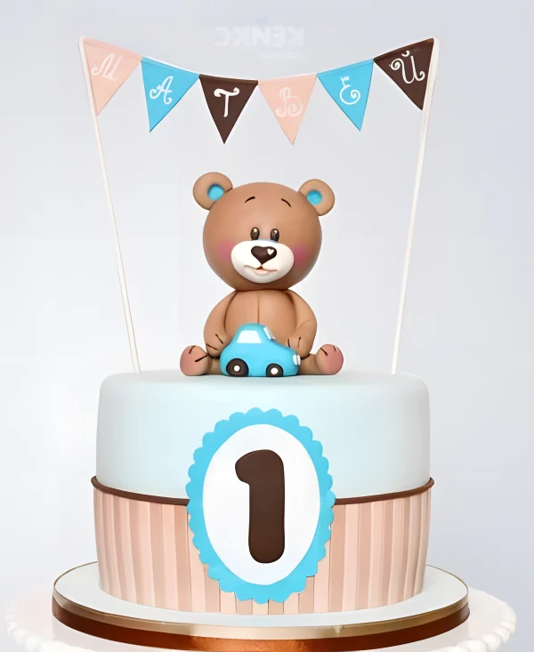 Торт медвежонок с машинкой на 1 годик мальчику Фото