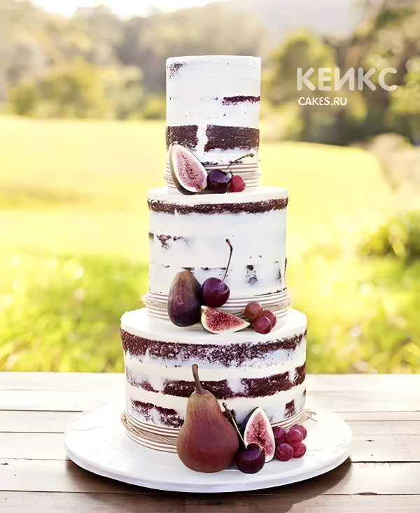 Красивый свадебный торт с инжиром и без мастики Фото