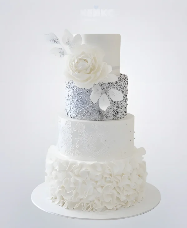 Свадебный торт Пионы с разноцветными слоями Фото