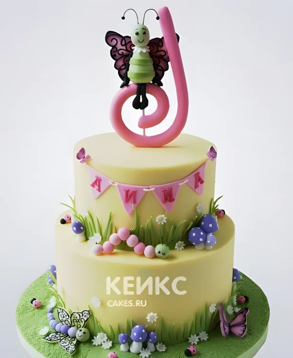 Торт бабочки с надписью Фото
