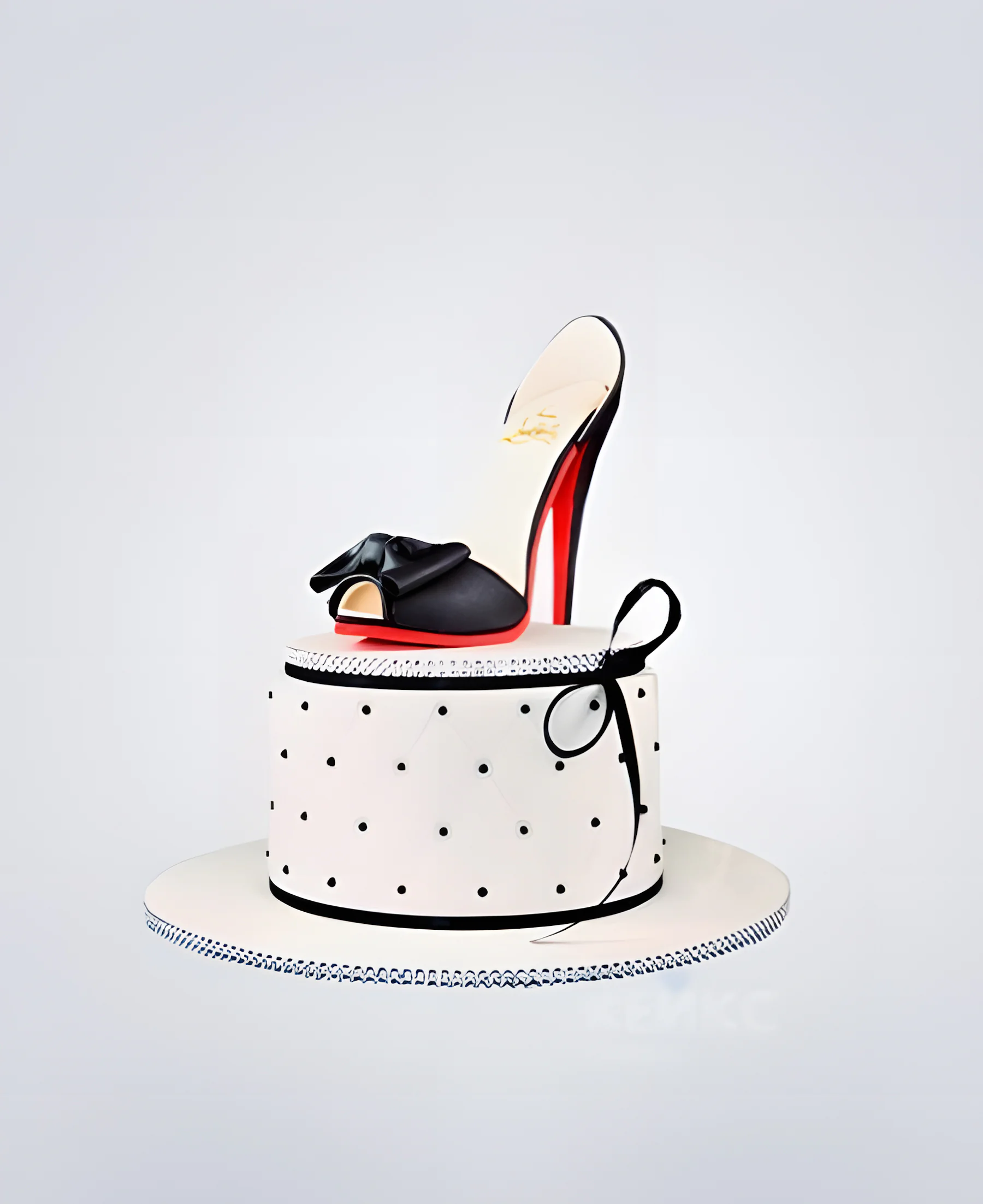 Торт черная туфелька с бантиком Фото