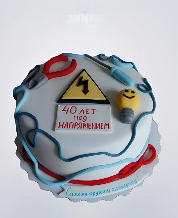 Торт для электрика с проводами и инструментами Фото