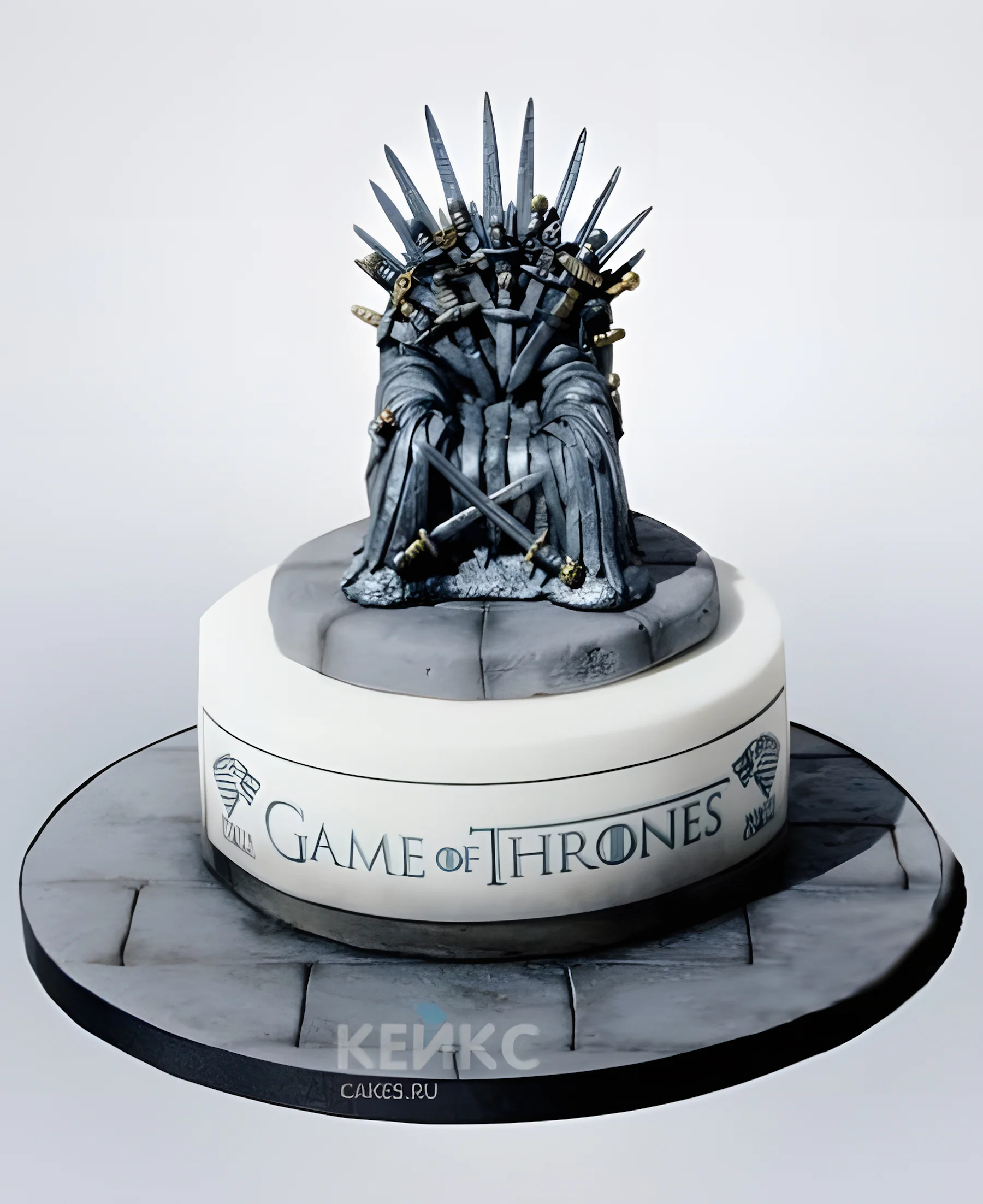 Торт Игра престолов в серых тонах с железным троном Фото