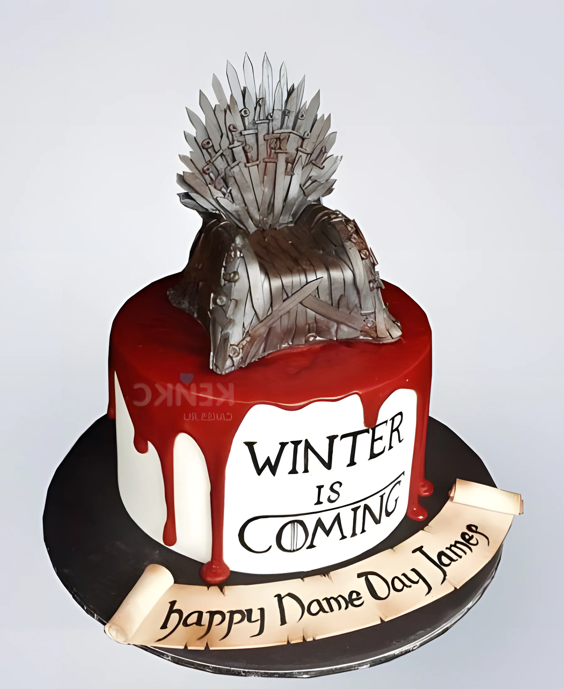 Торт Игра престолов с железным троном и красной глазурью Фото