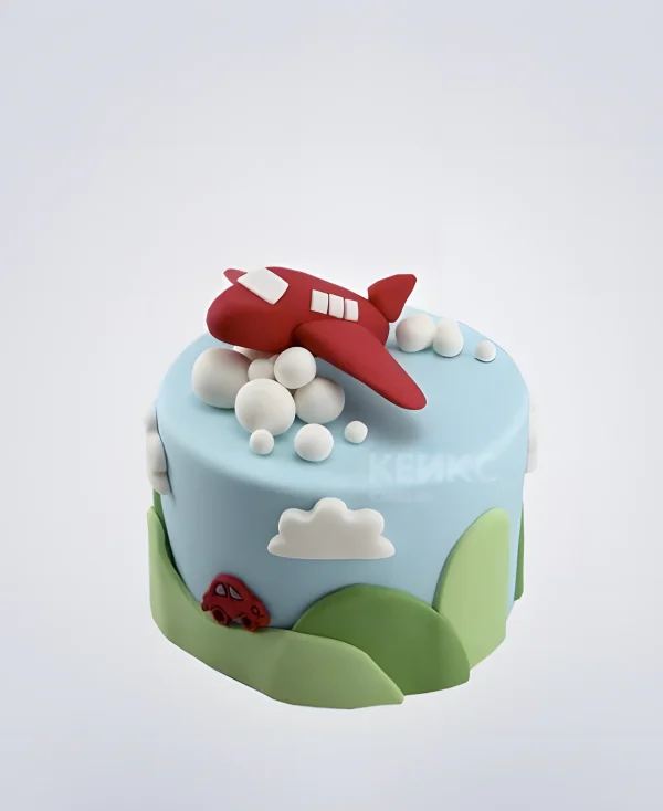 Торт красный самолетик для мальчика Фото