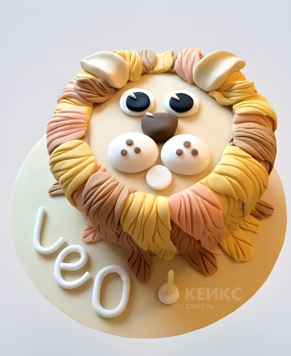 Торт в виде головы льва с надписью Фото