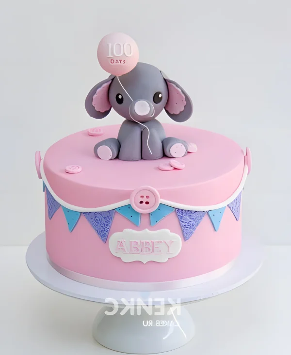 Торт со слоником на годик девочке Фото