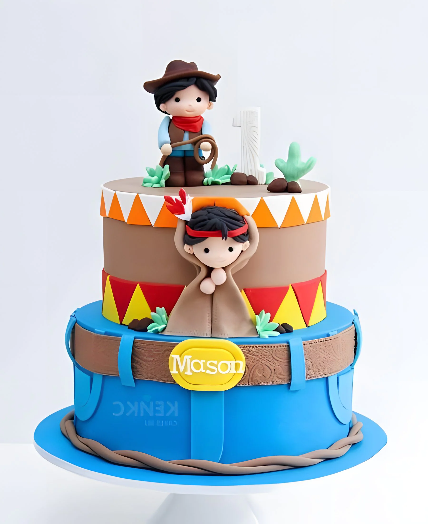 Торт с ковбоем и индейцем Фото