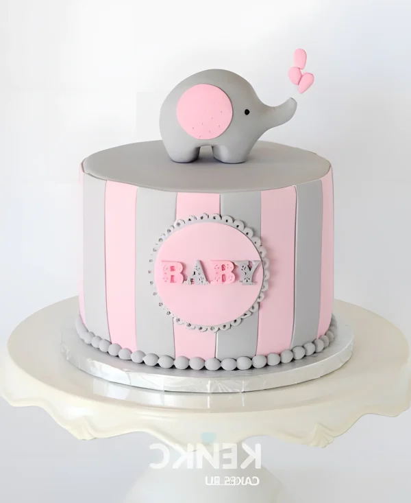 Детский торт со слоником на годик девочке Фото