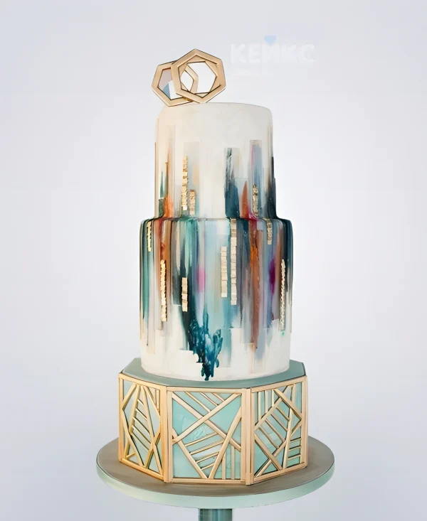 Необычный торт на корпоратив с узорами Фото