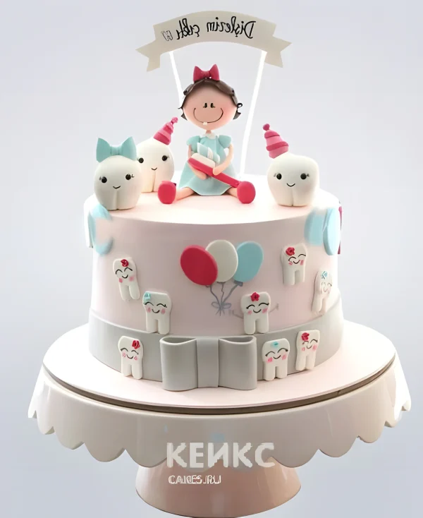 Детский торт для первого зубика для девочки Фото