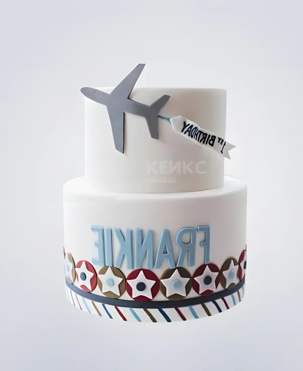 Торт с самолетиком и звездочками Фото