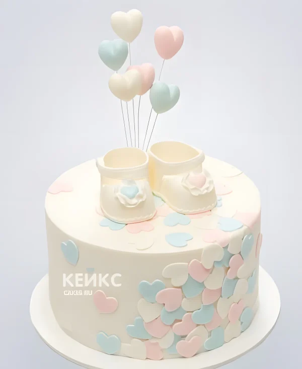 Торт с пинетками на рождение ребенка Фото