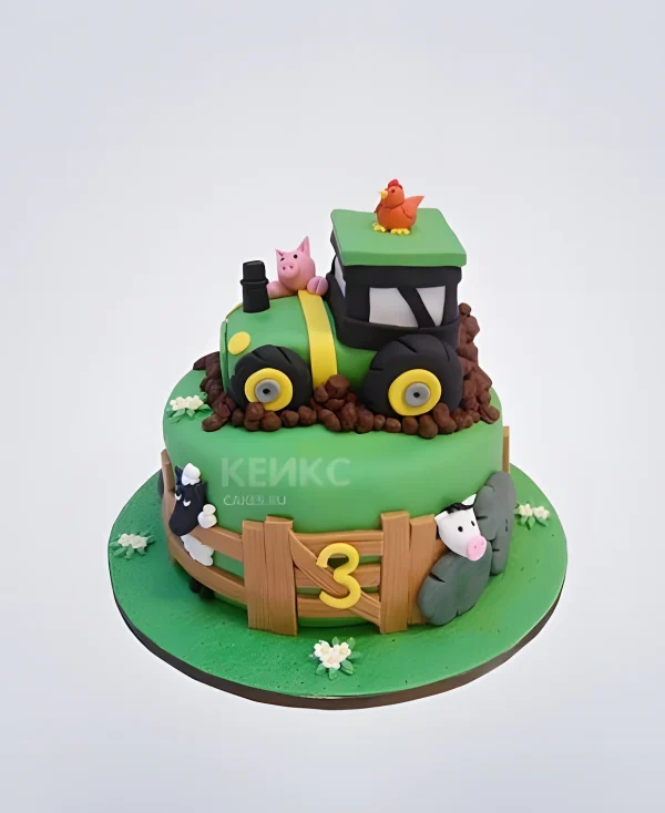 Торт с трактором на день рождения мальчика Фото