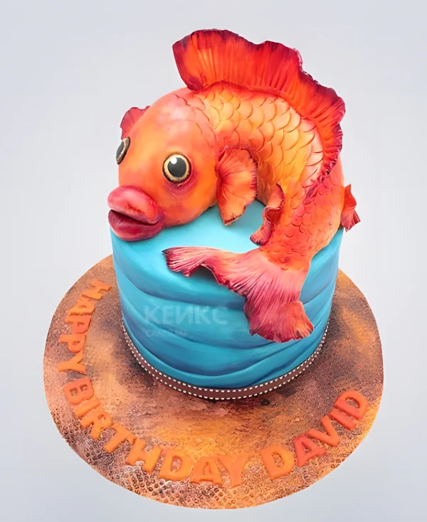 Торт в виде золотой рыбки Фото