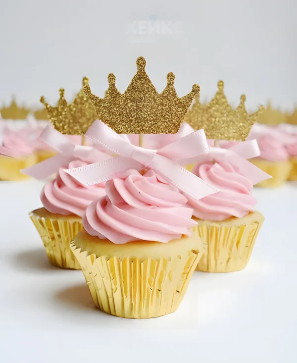 Капкейки корона с бантиком Фото
