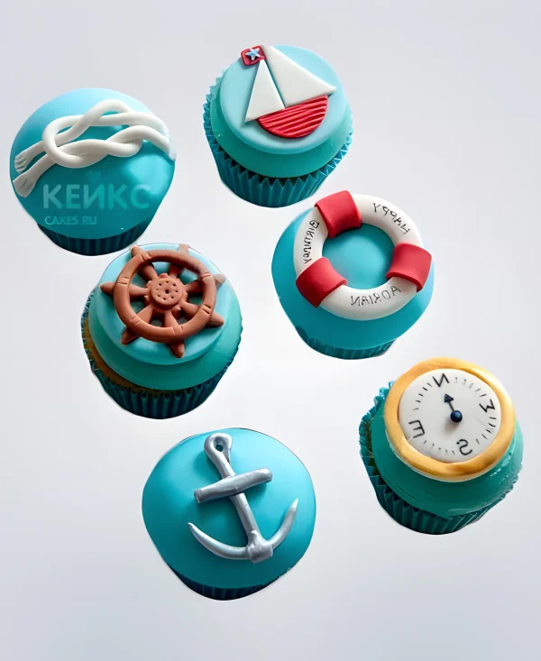 Капкейки для детского праздника в морском стиле Фото