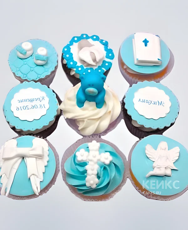 Капкейки на крестины мальчика Фото