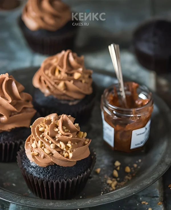Недорогие шоколадные капкейки с орехами Фото