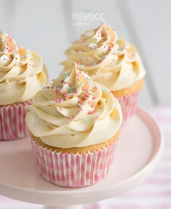 Недорогие капкейки с разноцветной посыпкой Фото