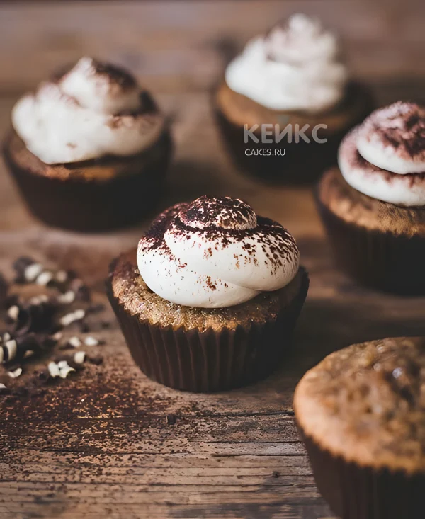 Капкейки тирамису с белым кремом Фото