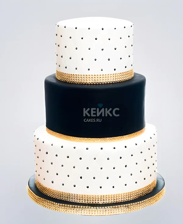 Свадебный торт Гэтсби с черными стразами Фото
