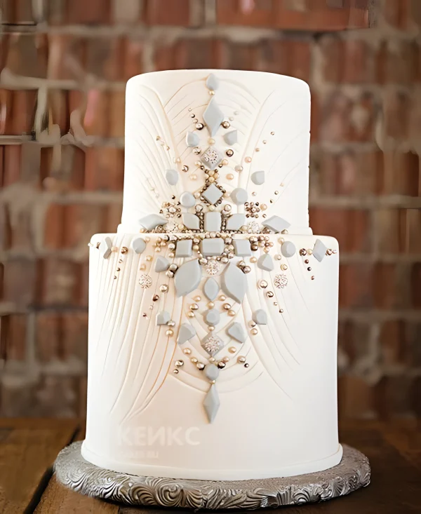 Свадебный торт Гэтсби двухъярусный с украшением Фото