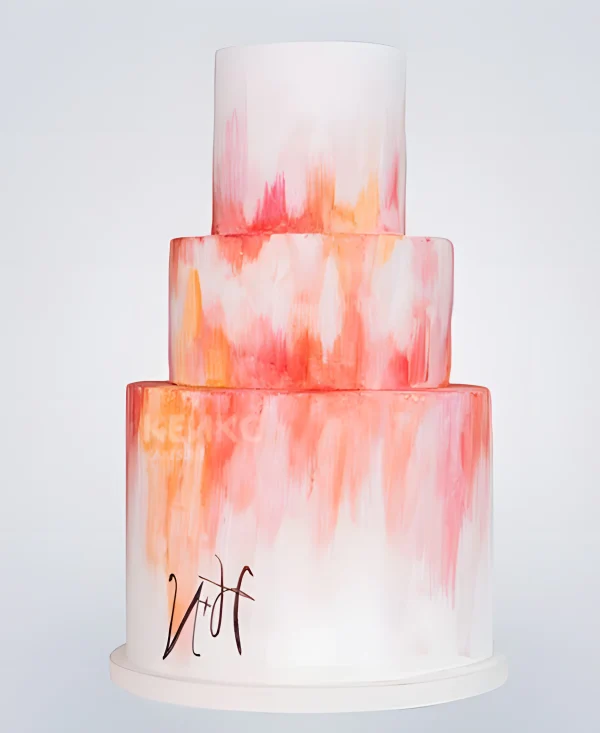 Свадебный пастельный торт с инициалами Фото