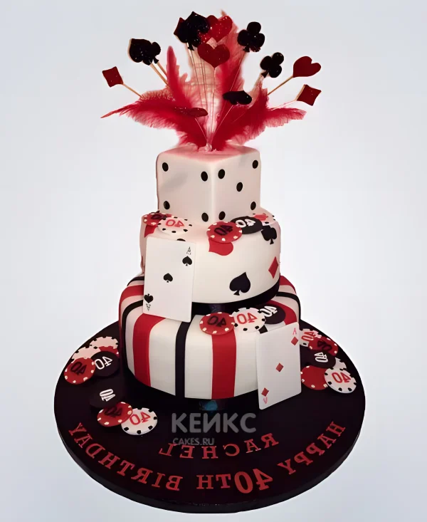 Свадебный торт трехъярусный в стиле Чикаго и казино Фото