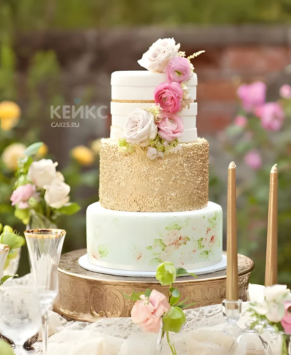 Уникальный свадебный торт в стиле Шебби Шик Фото
