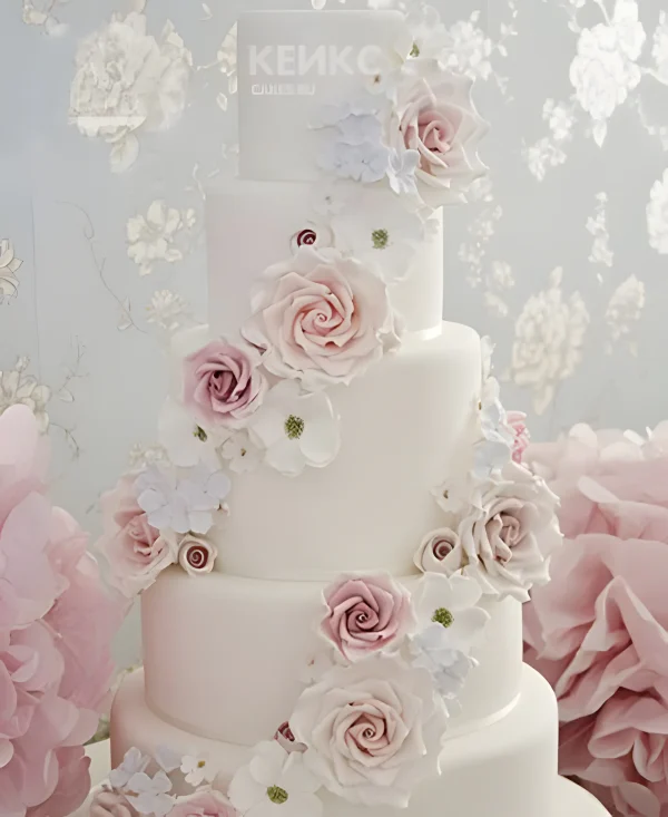 Свадебный Торт в стиле Шебби Шик пятиярусный с мастикой Фото