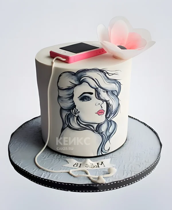 Прикольный торт Айфон с фотопечатью Фото