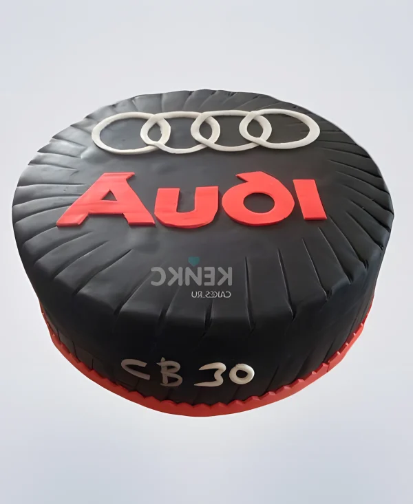 Торт в виде шины Ауди из мастики Фото