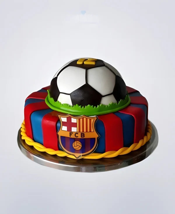 Сине-красный торт Барселона с эмблемой и мячом Фото