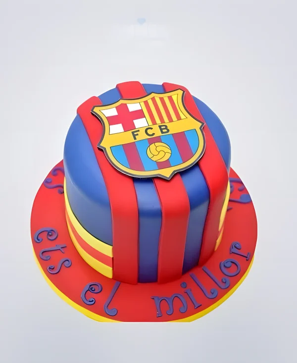 Торт с гербом ФК Барселона и надписью Фото