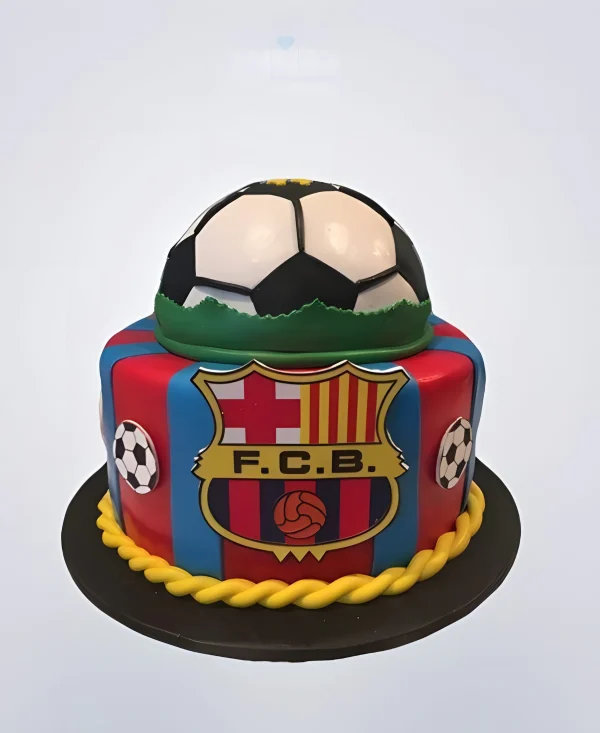 Торт Барселона с футбольным мячом и эмблемой ФК Фото