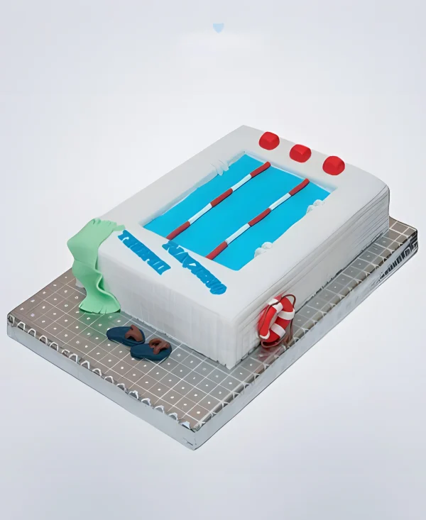 Торт на тему плавание с бассейном Фото