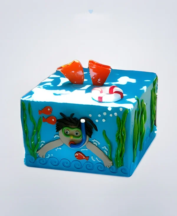 Квадратный торт бассейн с ныряльщиком Фото
