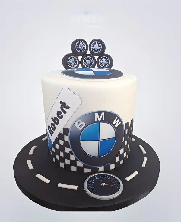 Торт БМВ со спидометром и колесами Фото